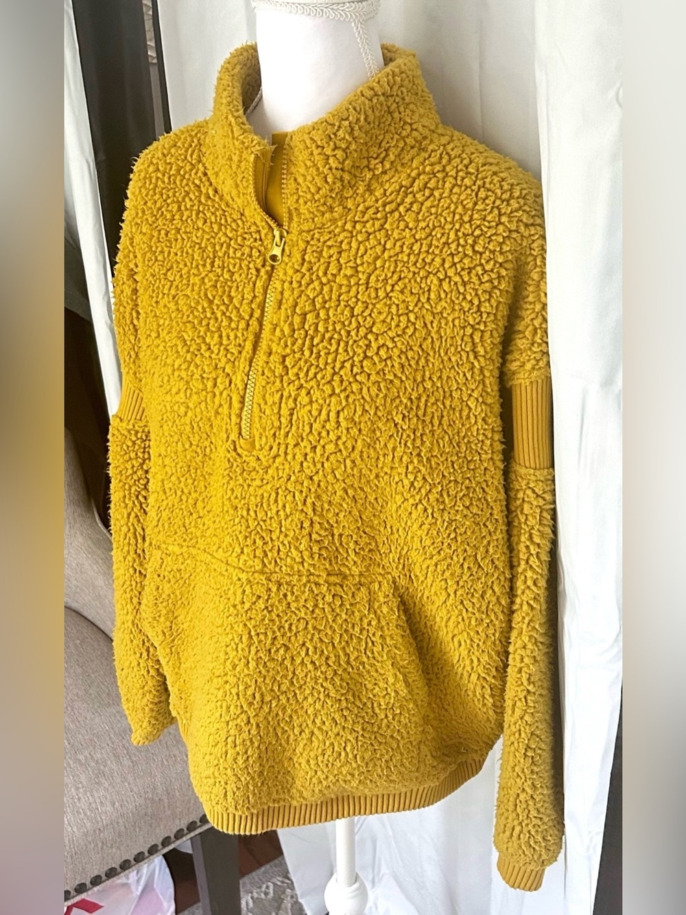 Women’s JoyLab Mustard Yellow Sherpa Half-Zip Pullover